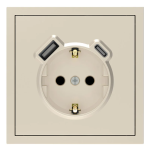 Розетка с заземлением + USB-A 18W и Type-C 20W Ardero Soft механизм 16А ER123USB-C шампань