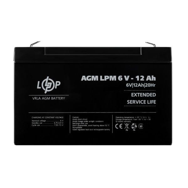 Аккумулятор свинцово-кислотный AGM LP LogicPower LPM 6V - 12Ah