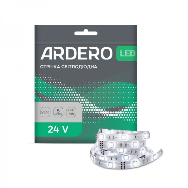 Лента светодиодная 24V DC SMD5050 Ardero LS806ARD 14,4Вт-м 3000K IP20 10ммх5метров