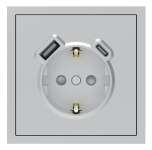 Розетка с заземлением + USB-A 18W и Type-C 20W Ardero Soft механизм 16А ER123USB-S серебро