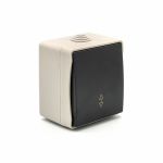 Вимикач накладний 1-клавішний прохідний Takel T-proof IP54 250В 10А cірий
