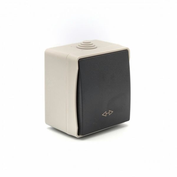 Вимикач накладний 1-клавішний проміжний Takel T-proof IP54 250В 10А cірий