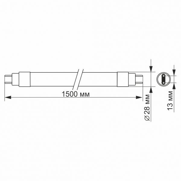 LED лампа VIDEX T8 24W 1.5M 6200K матовая
