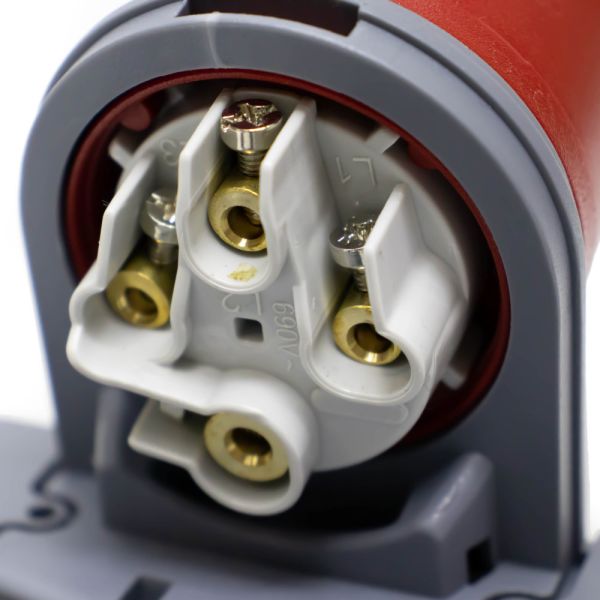 Розетка силова каучук TP electric настінна 16А-4 (3Р+РЕ) IP44 сірий червоний