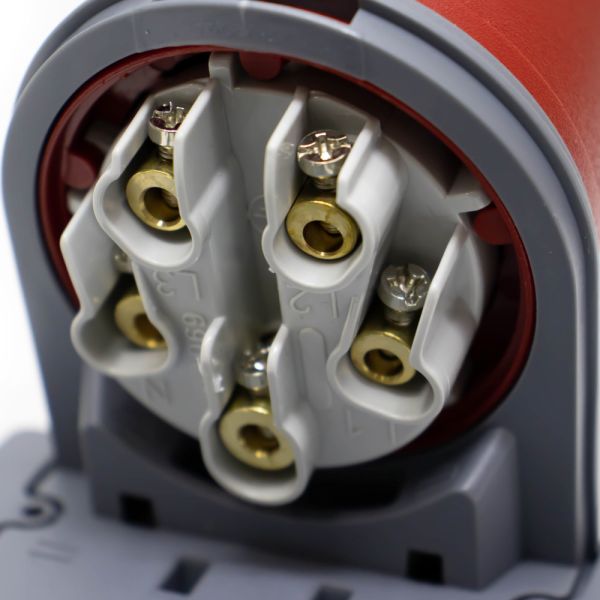 Розетка силовая каучук TP electric настенная 32А-5 (3Р+N+РЕ) IP44 серый красный