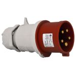 Вилка силова каучук TP electric переносна 32А-5 (3Р+N+РЕ) IP44 сірий червоний