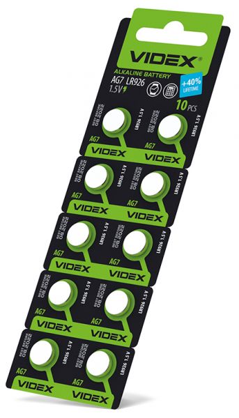 Батарейка часовая Videx AG 7/LR926 BLISTER CARD 10 шт (цена за 1 штуку)