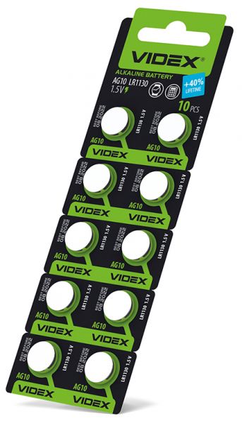 Батарейка часовая Videx AG10/LR1130 BLISTER CARD 10 шт (цена за 1 штуку)