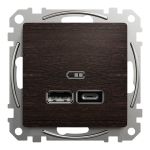 Подвійна USB-розетка типу А+С Sedna Design & Elements Венге - імітація дерева Schneider Electric SDD181402