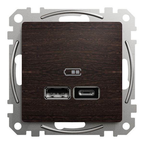 Подвійна USB-розетка типу А+С Sedna Design & Elements Венге - імітація дерева Schneider Electric SDD181402