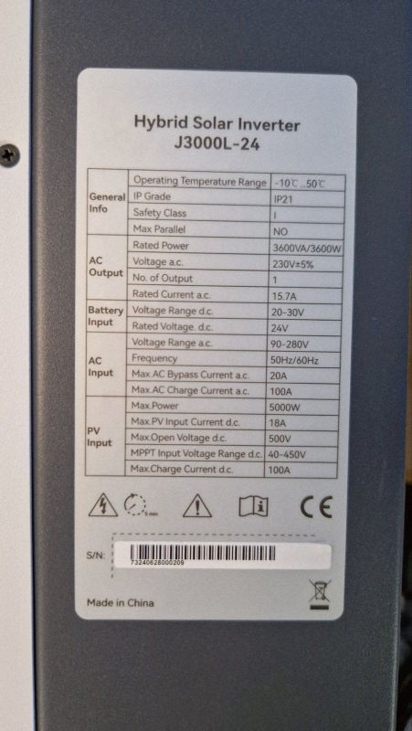 Инвертор солнечный JSDSolar J3000L-24 3 кВт 24В
