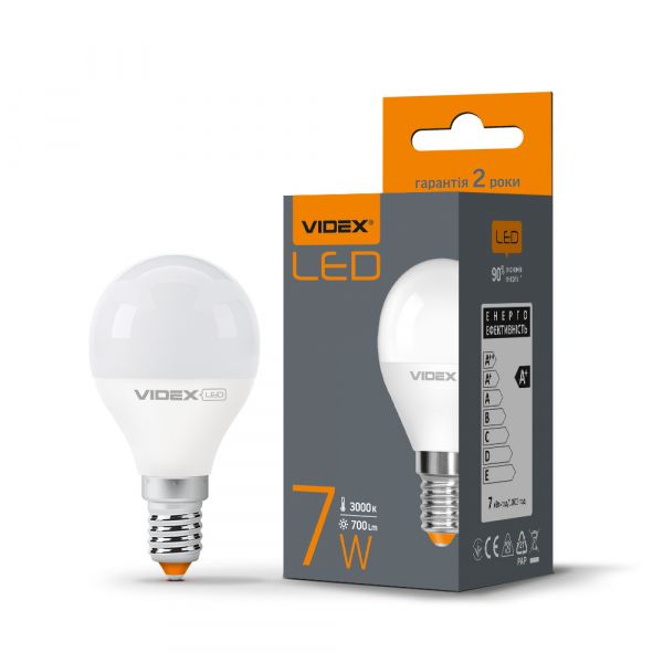 Лампа LED  VIDEX  G45e 7W E14 3000K
