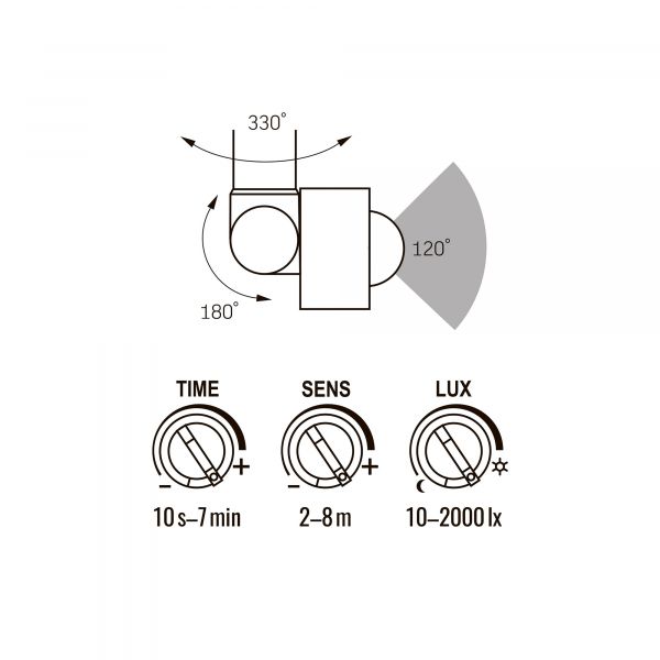 LED прожектор VIDEX F2e 10W 900Lm 5000K 220V з датчиком руху та освітленості