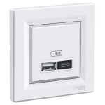 USB розетка тип A+C 2,4А Asfora Schneider Electric Білий EPH2700321