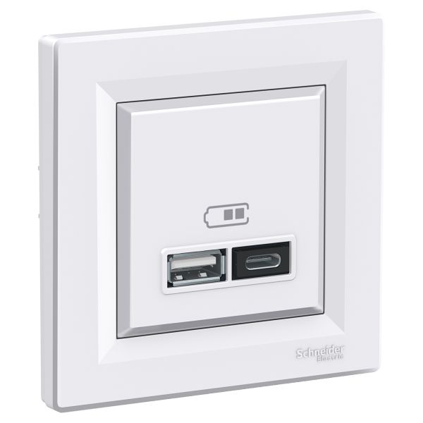 USB розетка тип A+C 2,4А Asfora Schneider Electric Білий EPH2700321