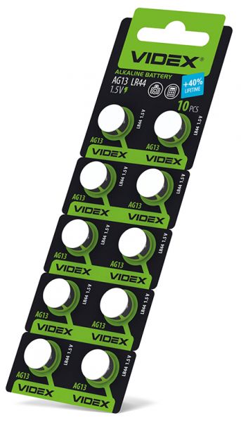 Батарейка годинникова Videx AG13/LR44 BLISTER CARD 10 шт (ціна за 1 штуку)
