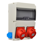 Бокс на 11 модулів та розетки 2шт 220V + 2шт силових 32А 3P+N+PE TP Electric IP44
