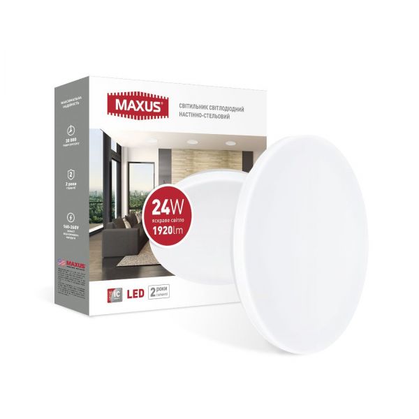 Світлодіодний світильник MAXUS 24W 4100K накладний коло 1-MCL-2441-01-C