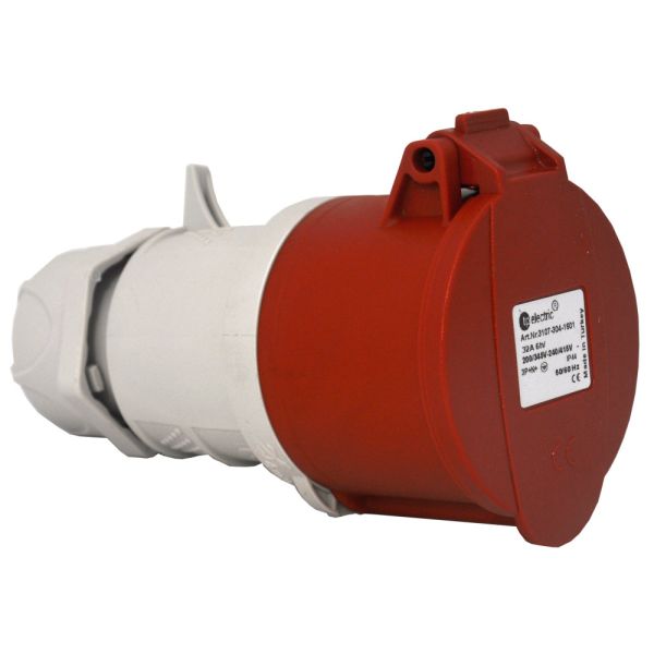 Розетка силовая каучук TP electric переносная 16А-5 (3Р+N+РЕ) IP44 серый красный