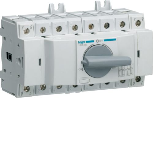 Переключатель перекидной трехпозиционный Hager I-0-II 80А 400/690В 4п 8м HIM408