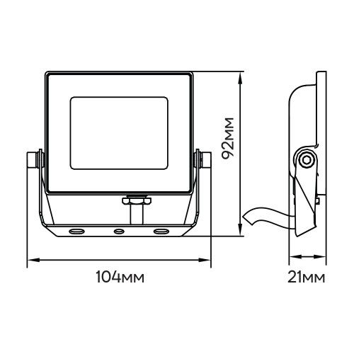 Світлодіодний прожектор 10W 800Lm 6500K Ardero чорний LL-1010ARD