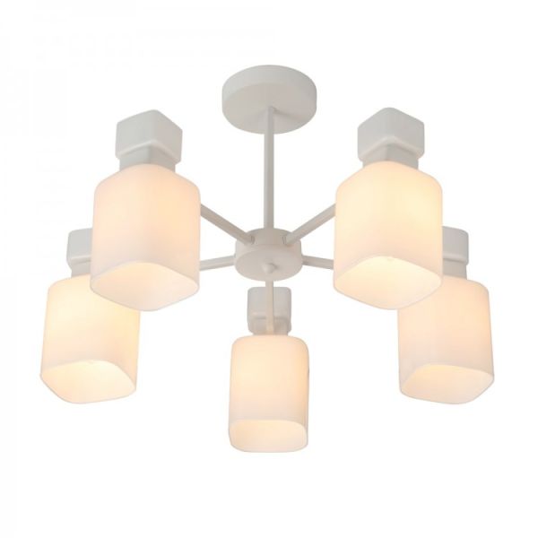 Світильник люстра Ardero BL1150 Olivia 5хЕ14 під лампу скло білий
