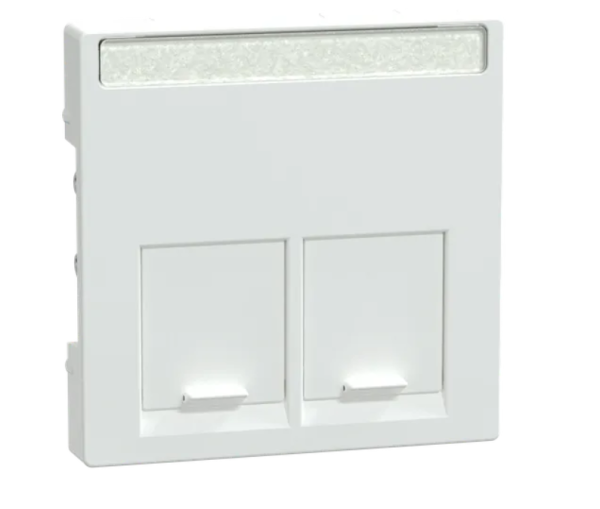 Панель розетки 2хRJ45 лицевая Schneider Electric Merten System M пылезащитные шторки и поле надписи активно белый