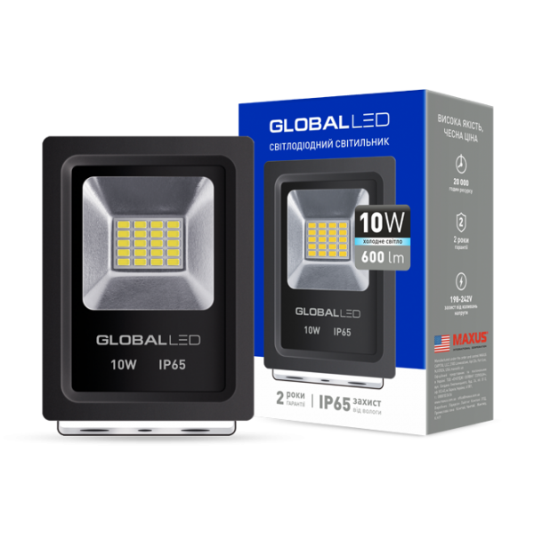 Прожектор світлодіодний LED GLOBAL FLOOD LIGHT 10W 5000K ІР65 (1-LFL-001)