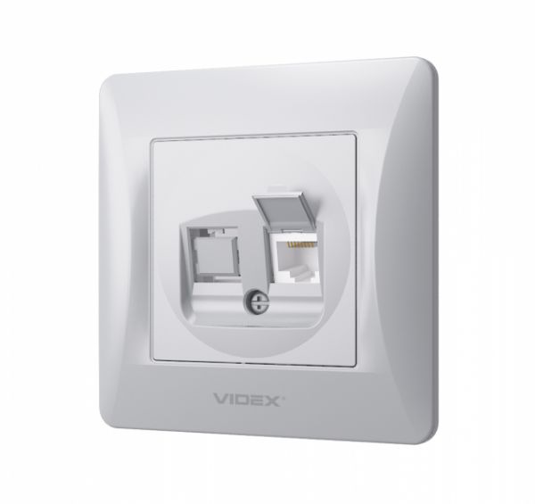 Розетка CAT6 одинарна комп'ютерна срібний шовк VIDEX BINERA