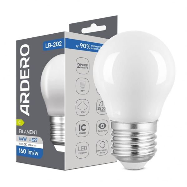 Лампа Feron led 5.4W 4000K 865Lm E27 G45 230V шар