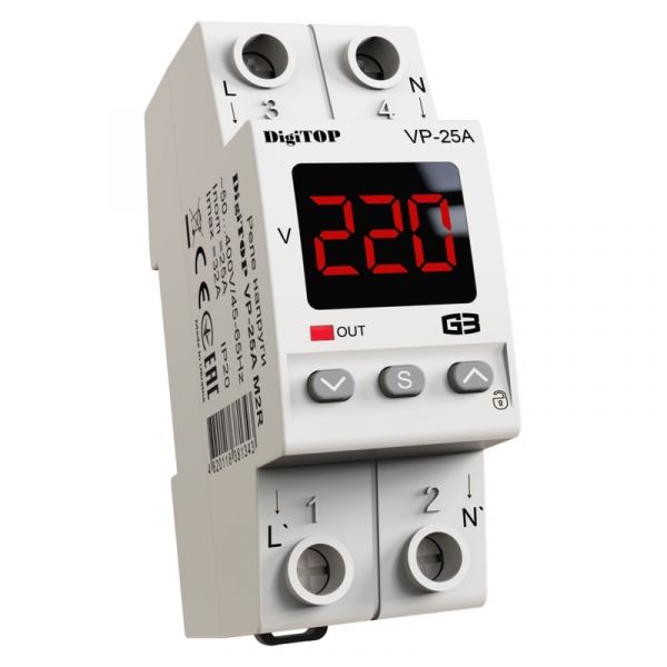 Реле напруги 2 модуля DigiTOP VP-25A M2R