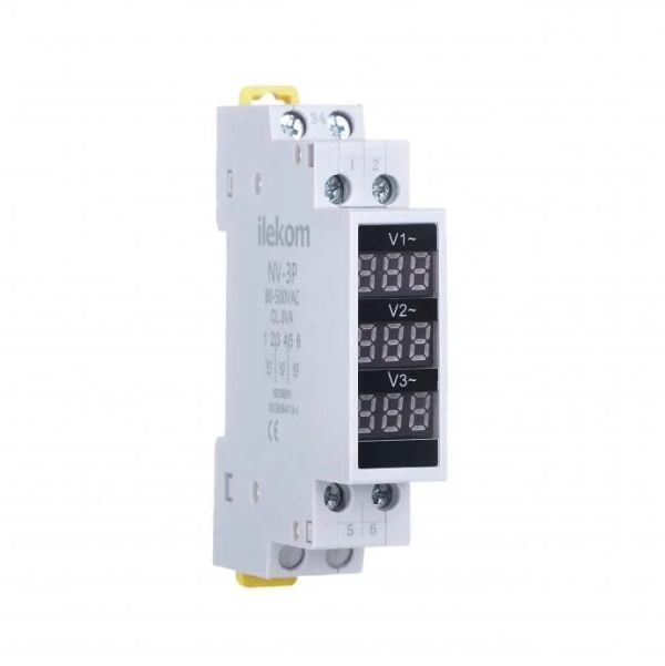 Вольтметр Lemanso на DIN-рейку трифазний 3L+3N AC 80V-500V LM6360
