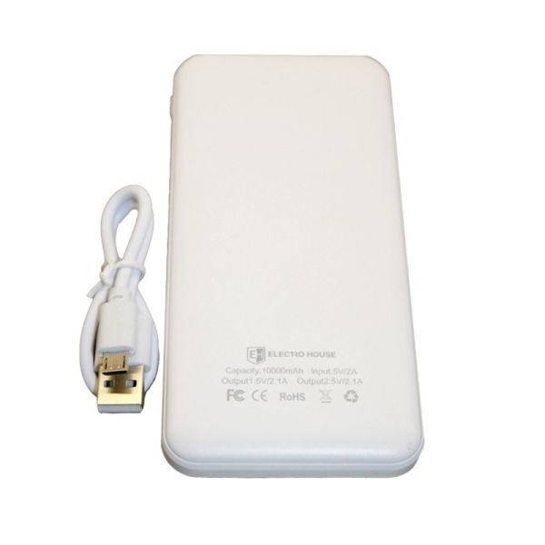 Power Bank 10000 mAh з ліхтариком type-c Білий