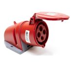 Розетка силова каучук TP electric настінна 32А-4 (3Р+РЕ) IP44 сірий червоний