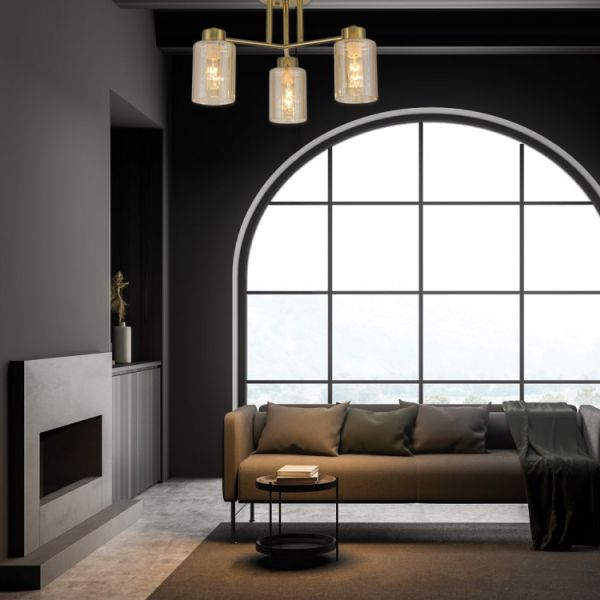 Светильник люстра Ardero BL1330-2 Ostin 3хЕ14 под лампу стекло золото