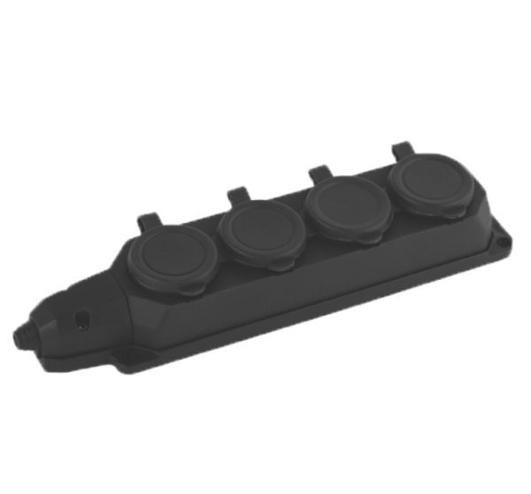 Колодка каучуковая Glauber Rubber Pro 4 гнезда 16A черная (GLB-RP-B4)