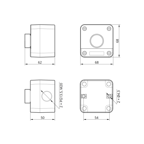 Пост керування одномісний кнопковий XAL-B103 Старт 1NO IP54 Takel