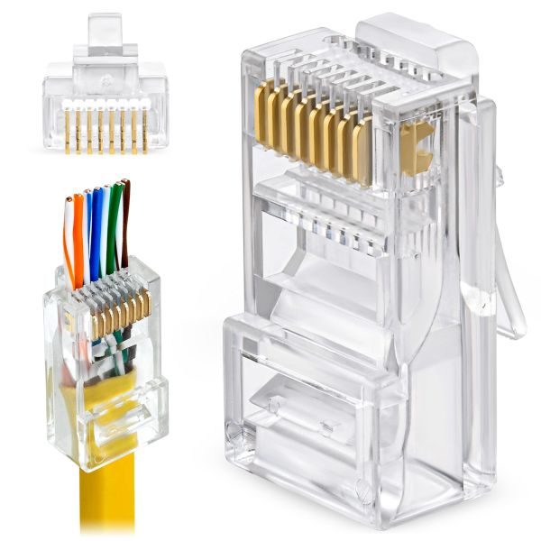 Конектор RJ45 cat.5е 8P8C UTP наскрізні отвори