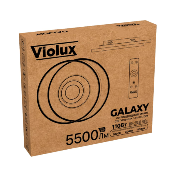 Светильник Led smart Violux Galaxy пульт 100W 3000-5000K IP20 круг бело черный