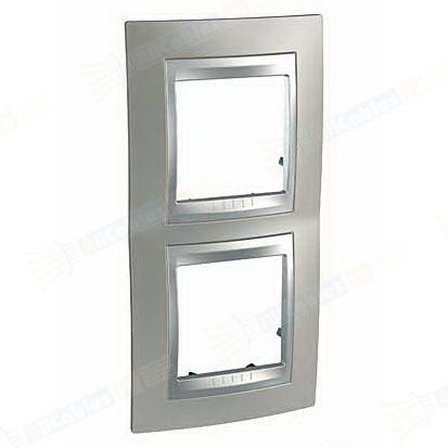 MGU66.004V.039 Рамка 2м вертикальна, матовий нікель-алюміній, Unica Top Schneider Electric