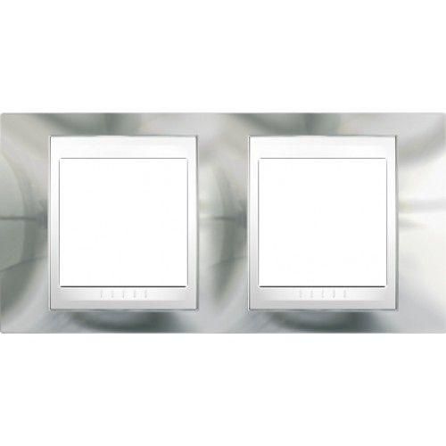 MGU66.004.810 Рамка 2м хром блискучій - білий Unica Schneider Electric