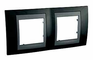 MGU66.004.293 Рамка 2м, черный родий-графит, гориз. Unica Top Schneider Electric