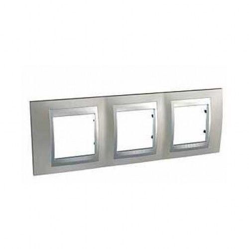 MGU66.006.039 Рамка 3м, матовый никель-алюминий, гориз. Unica Top Schneider Electric