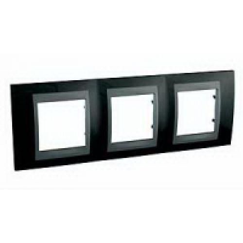 MGU66.006.293  Рамка 3м, черный родий-графит, гориз. Unica Top Schneider Electric