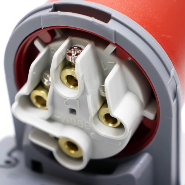 Розетка силова каучук TP electric настінна 32А-4 (3Р+РЕ) IP44 сірий червоний
