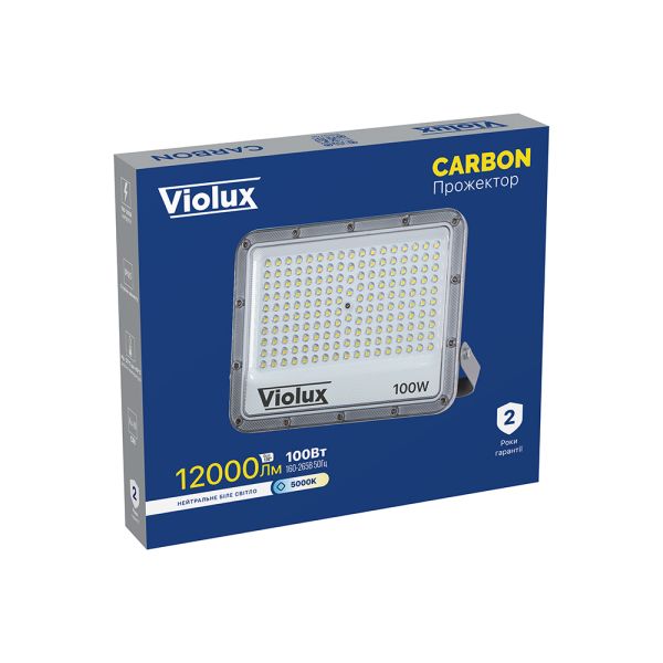 Прожектор led Violux Carbon 100W 5000K 12000lm 220V IP65 сірий