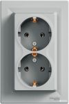 Розетка двойная с заземлением Алюминий Asfora Plus Schneider Electric EPH9900161