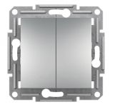 Выключатель двухклавишний кнопочный алюминий Asfora Schneider Electric EPH1100161
