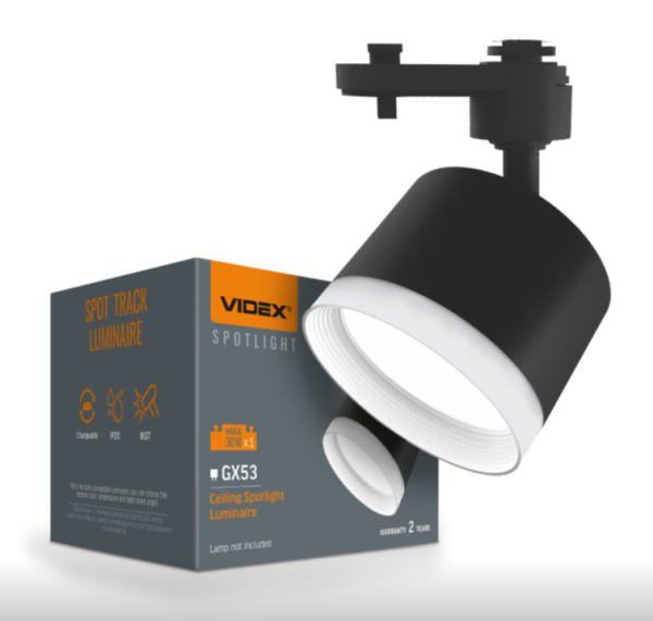 Cветильник трековый Videx VL-SPF17C-BP под лампу GX53 max30W черный
