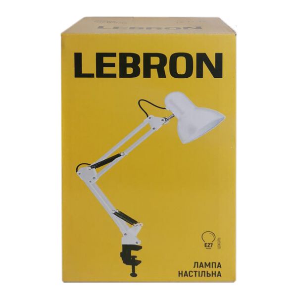Настільна лампа Lebron L-TL-Telescopic під цоколь Е27 на струбцині біла